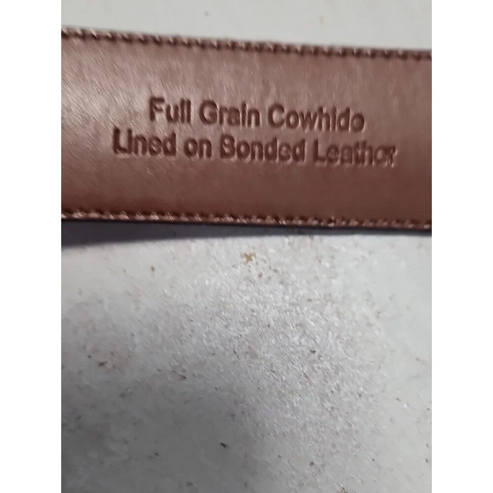 Perry Ellis Portfolio Men's Brown Leather Dress Belt Size 38